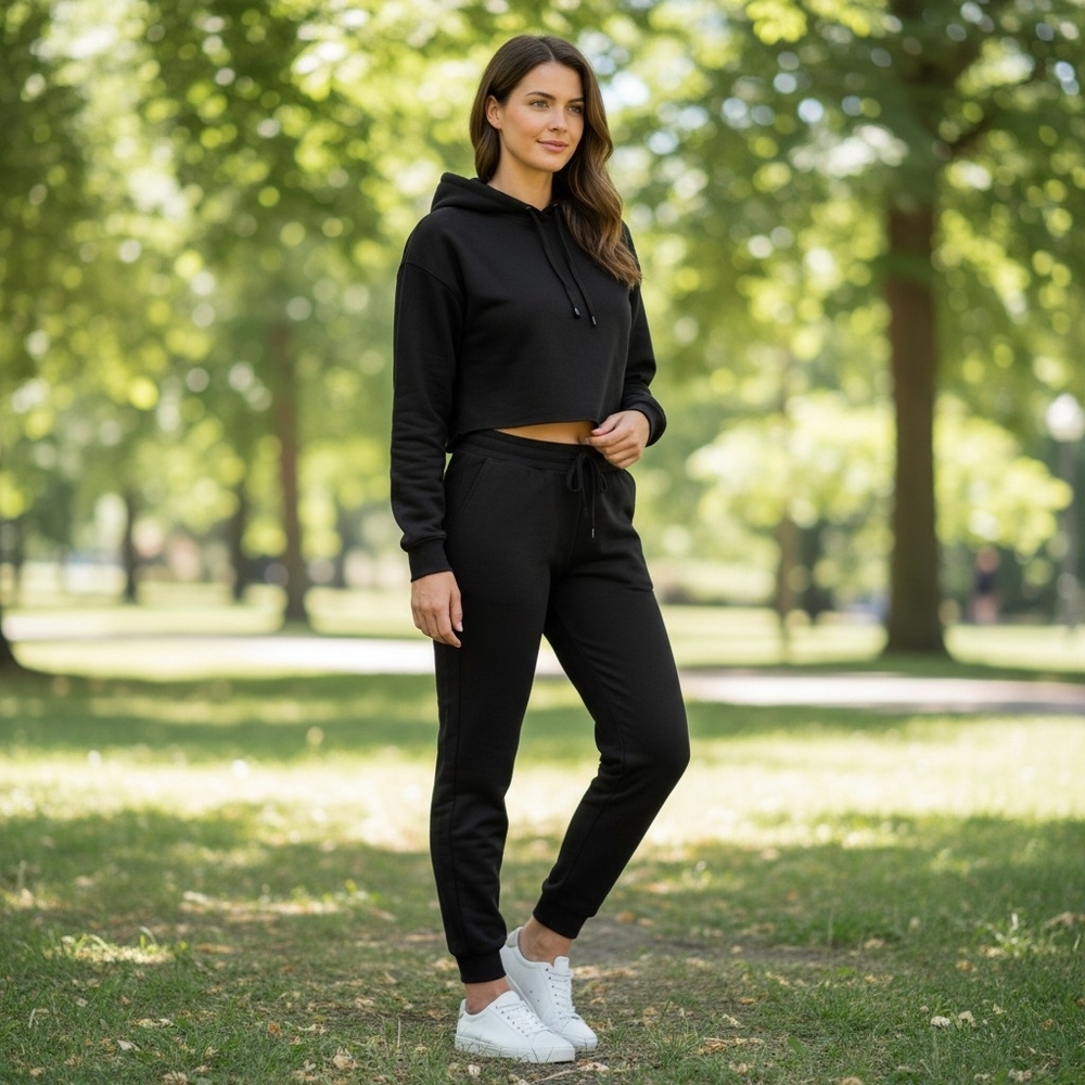Cropped Hoodie Jogger Set Sz L NWT